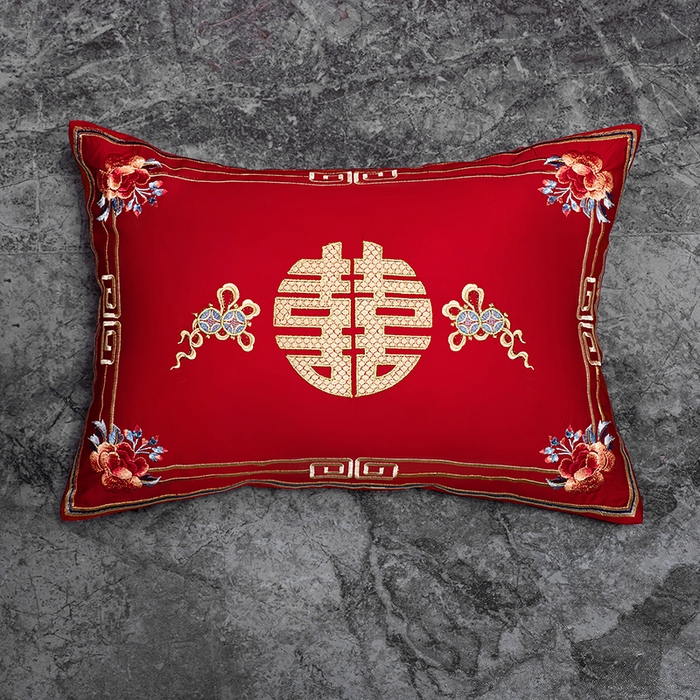 91家纺网 家纺一手货源 找家纺 蒂爵 2026年重绣性价比款长绒棉提花全棉纯棉绣花婚庆四件套多件套大红色刺绣结床上用品 良辰美景