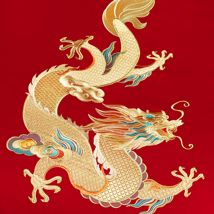 91家纺网 家纺一手货源 找家纺 蒂爵 2026年重绣性价比款长绒棉提花全棉纯棉绣花婚庆四件套多件套大红色刺绣结床上用品 龙飞凤舞