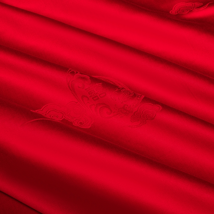 91家纺网 家纺一手货源 找家纺 蒂爵 2026年重绣性价比款长绒棉提花全棉纯棉绣花婚庆四件套多件套大红色刺绣结床上用品 龙飞凤舞