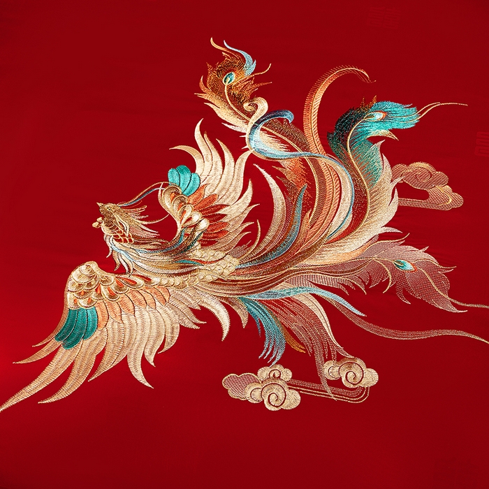 91家纺网 家纺一手货源 找家纺 蒂爵 2026年重绣性价比款长绒棉提花全棉纯棉绣花婚庆四件套多件套大红色刺绣结床上用品 龙凤佳缘