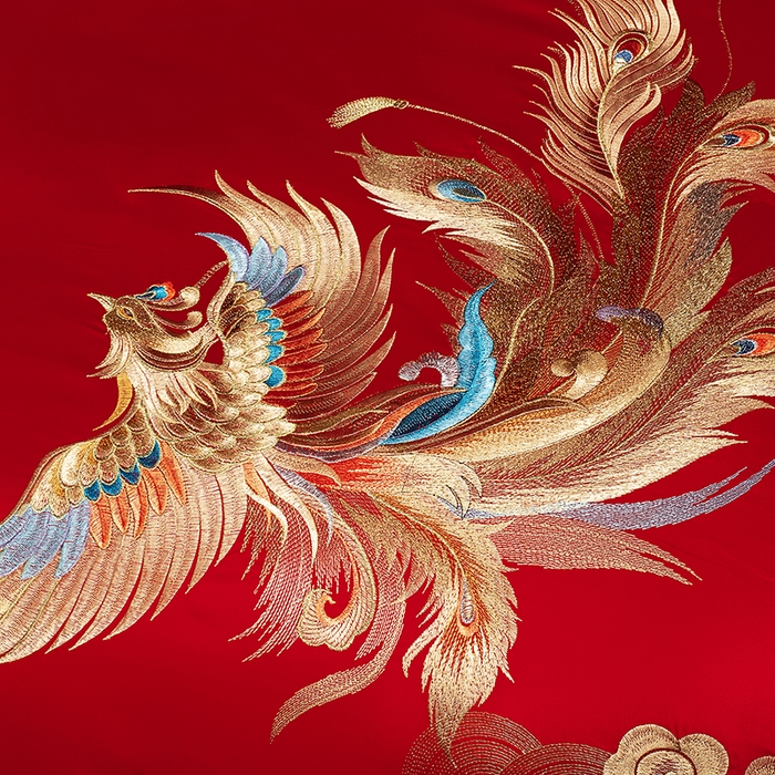 91家纺网 家纺一手货源 找家纺 蒂爵 2026年重绣性价比款长绒棉提花全棉纯棉绣花婚庆四件套多件套大红色刺绣结床上用品 龙凤滕欢