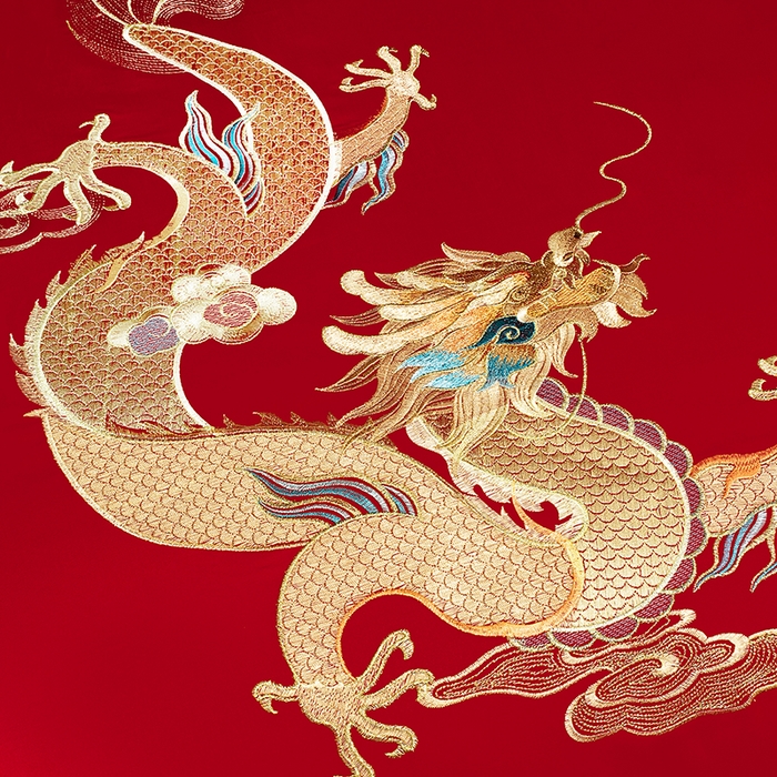 91家纺网 家纺一手货源 找家纺 蒂爵 2026年重绣性价比款长绒棉提花全棉纯棉绣花婚庆四件套多件套大红色刺绣结床上用品 龙凤滕欢