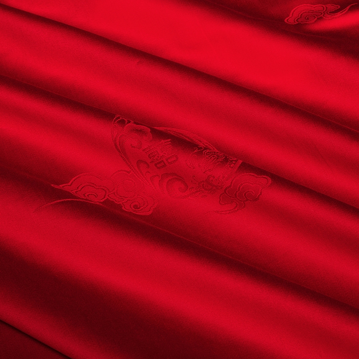 91家纺网 家纺一手货源 找家纺 蒂爵 2026年重绣性价比款长绒棉提花全棉纯棉绣花婚庆四件套多件套大红色刺绣结床上用品 龙凤滕欢