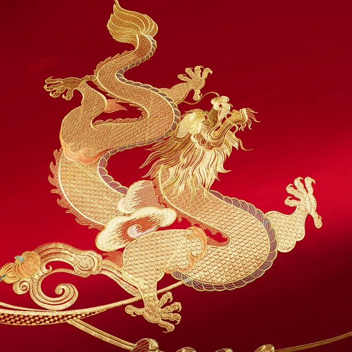 91家纺网 家纺一手货源 找家纺 蒂爵 2026年重绣性价比款长绒棉提花全棉纯棉绣花婚庆四件套多件套大红色刺绣结床上用品 龙凤挚爱