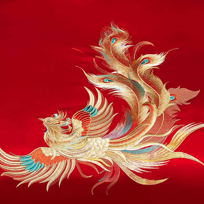 91家纺网 家纺一手货源 找家纺 蒂爵 2026年重绣性价比款长绒棉提花全棉纯棉绣花婚庆四件套多件套大红色刺绣结床上用品 如意龙凤