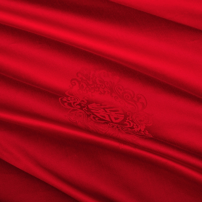 91家纺网 家纺一手货源 找家纺 蒂爵 2026年重绣性价比款长绒棉提花全棉纯棉绣花婚庆四件套多件套大红色刺绣结床上用品 如意龙凤