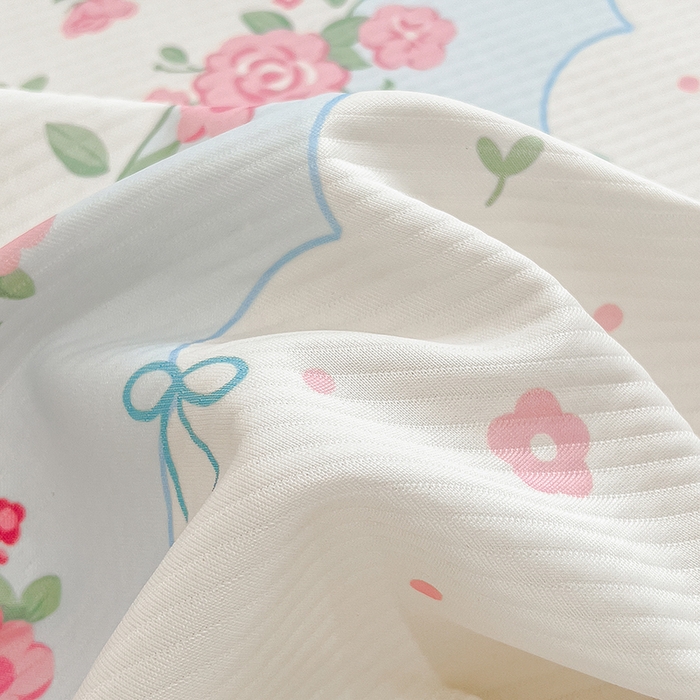 91家纺网 家纺一手货源 找家纺 莱米家纺 2026新款斜纹凉感床笠冰豆豆系列 花仙子