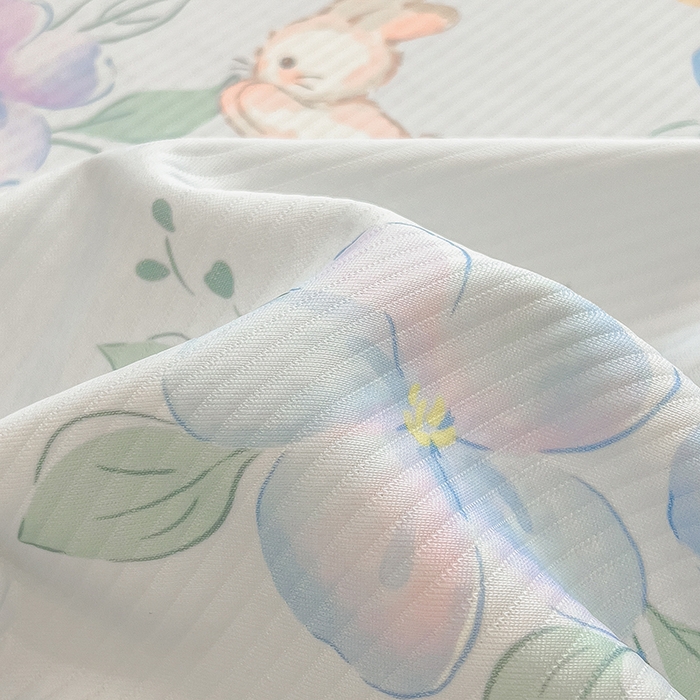 91家纺网 家纺一手货源 找家纺 莱米家纺 2026新款斜纹凉感床笠冰豆豆系列 兰花小兔