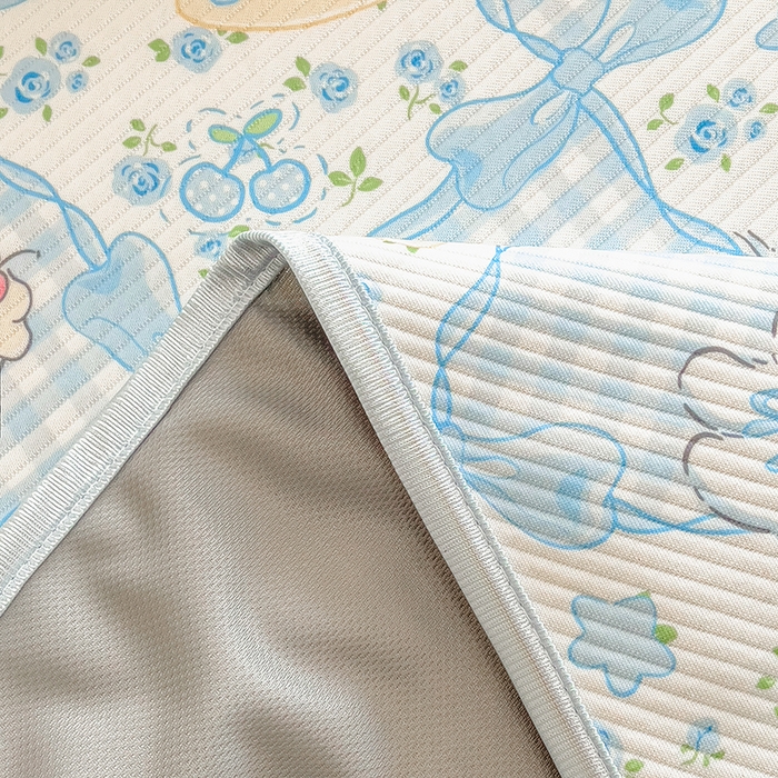 91家纺网 家纺一手货源 找家纺 莱米家纺 2026新款斜纹凉感床笠冰豆豆系列 蓝格小狗