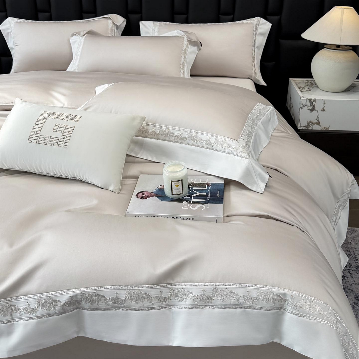 91家纺网 家纺一手货源 找家纺 （总） 2026新款A类贡缎长绒棉纯棉刺绣四件套-兰芙