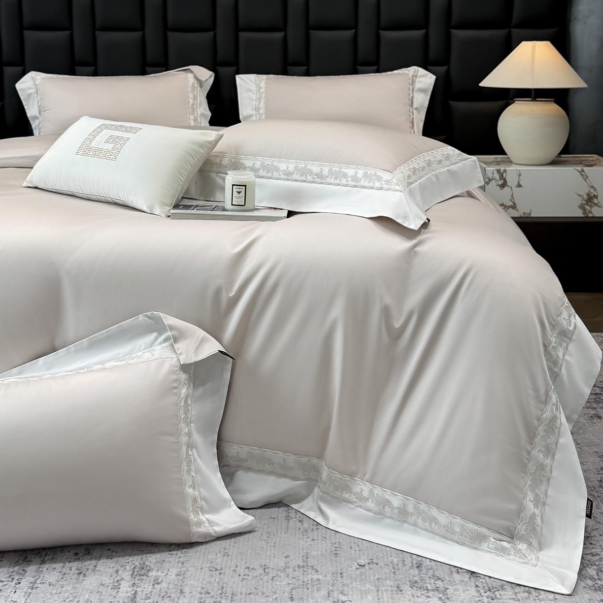 91家纺网 家纺一手货源 找家纺 （总） 2026新款A类贡缎长绒棉纯棉刺绣四件套-兰芙