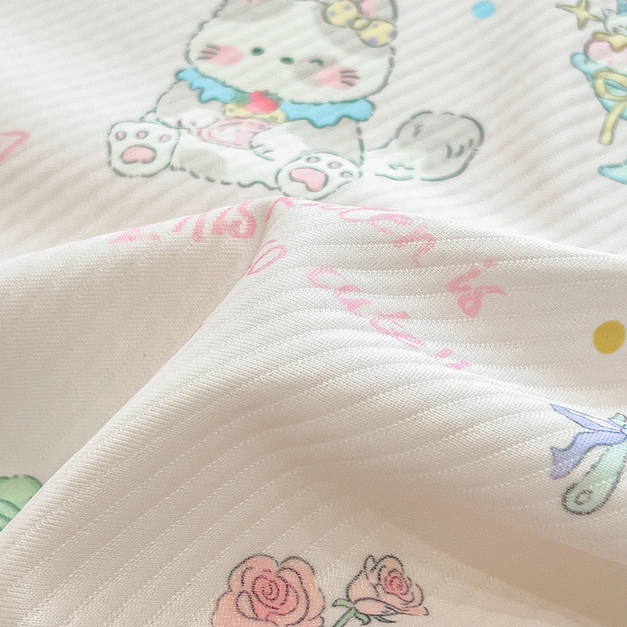 91家纺网 家纺一手货源 找家纺 莱米家纺 2026新款斜纹凉感床笠冰豆豆系列 猫咪乐园