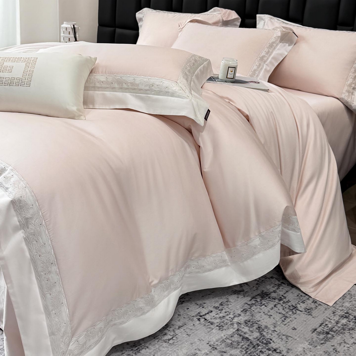 91家纺网 家纺一手货源 找家纺 （总）2026新款A类贡缎长绒棉纯棉刺绣四件套-兰芙