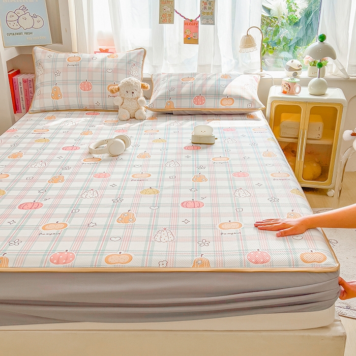 91家纺网 家纺一手货源 找家纺 莱米家纺 2026新款斜纹凉感床笠冰豆豆系列 小南瓜