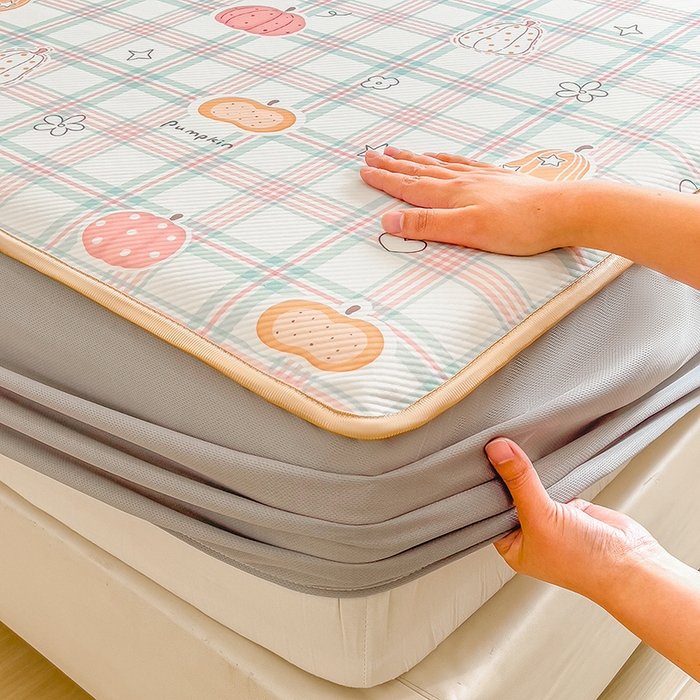 91家纺网 家纺一手货源 找家纺 莱米家纺 2026新款斜纹凉感床笠冰豆豆系列 小南瓜