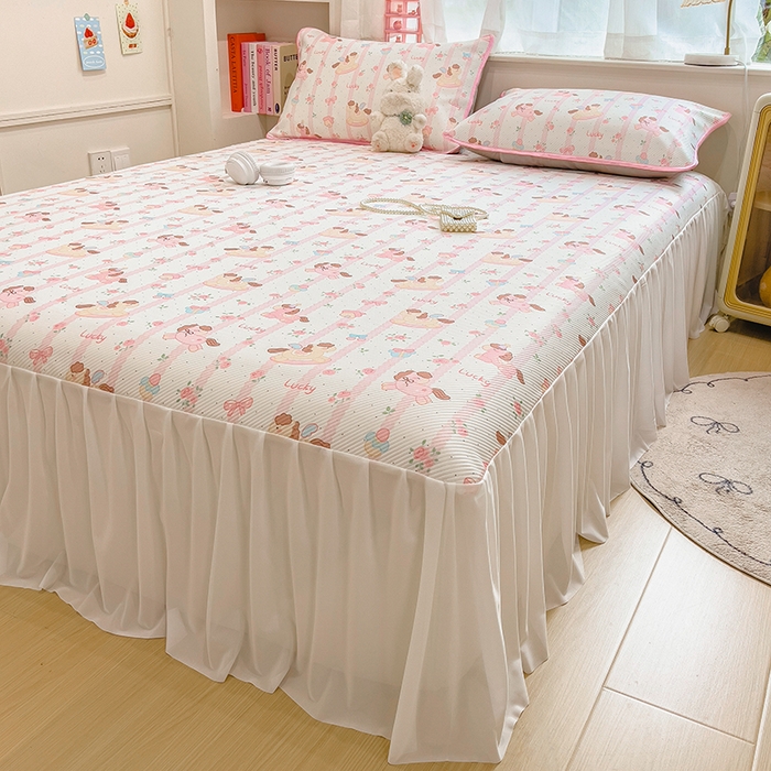 91家纺网 家纺一手货源 找家纺 莱米家纺 2026新款斜纹凉感床裙冰豆豆系列 彩色木马