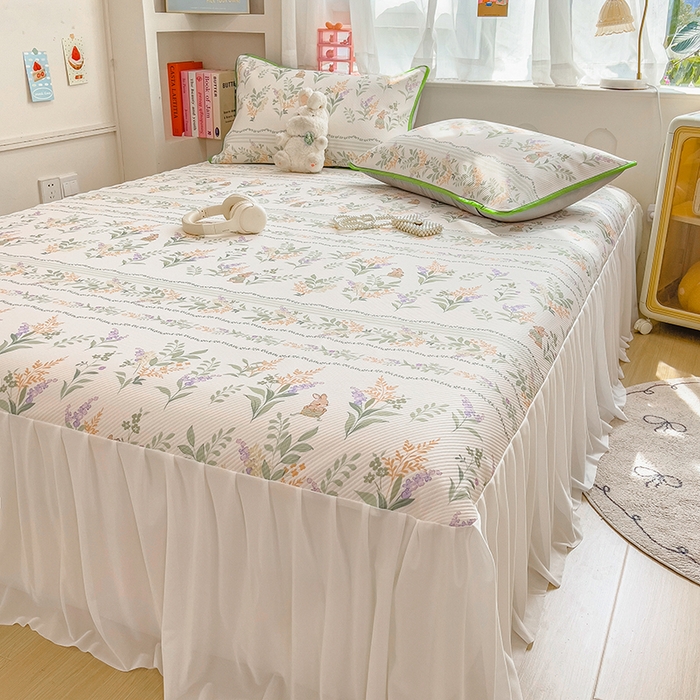 91家纺网 家纺一手货源 找家纺 莱米家纺 2026新款斜纹凉感床裙冰豆豆系列 从草集