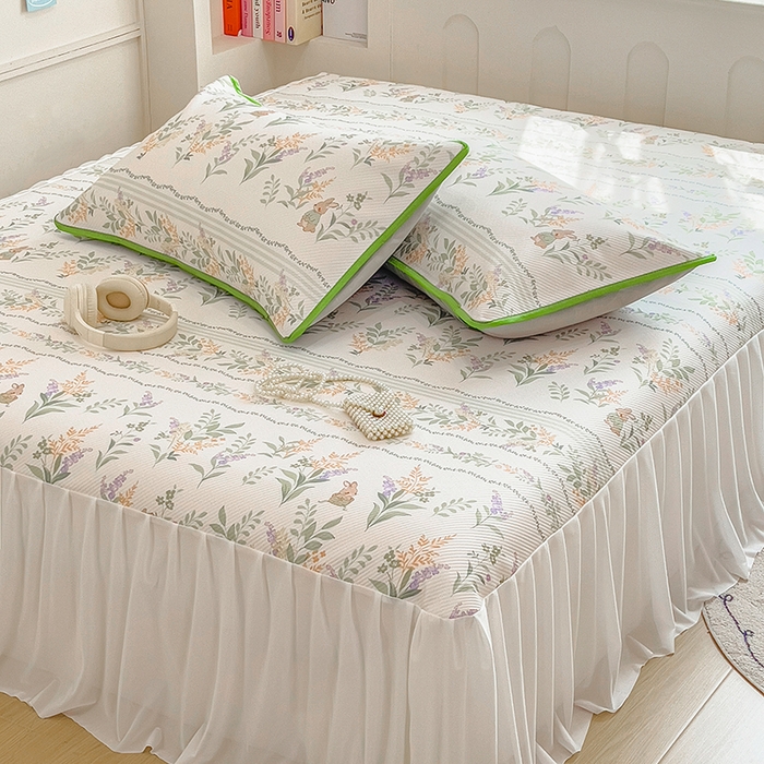 91家纺网 家纺一手货源 找家纺 莱米家纺 2026新款斜纹凉感床裙冰豆豆系列 从草集