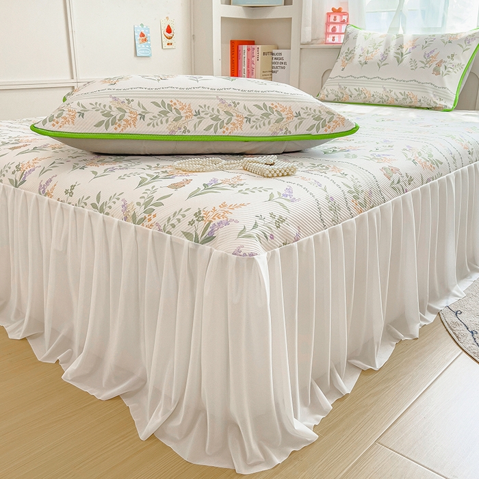 91家纺网 家纺一手货源 找家纺 莱米家纺 2026新款斜纹凉感床裙冰豆豆系列 从草集