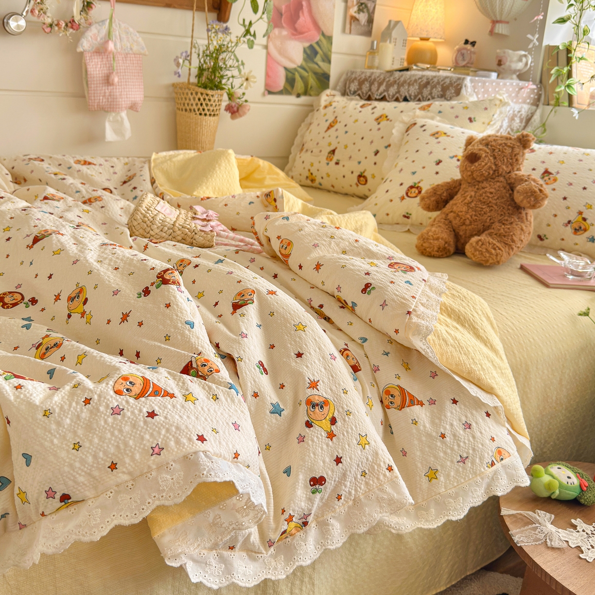 91家纺网 家纺一手货源 找家纺 （总）初念 2026新款泡芙纱全花边夏被四件套