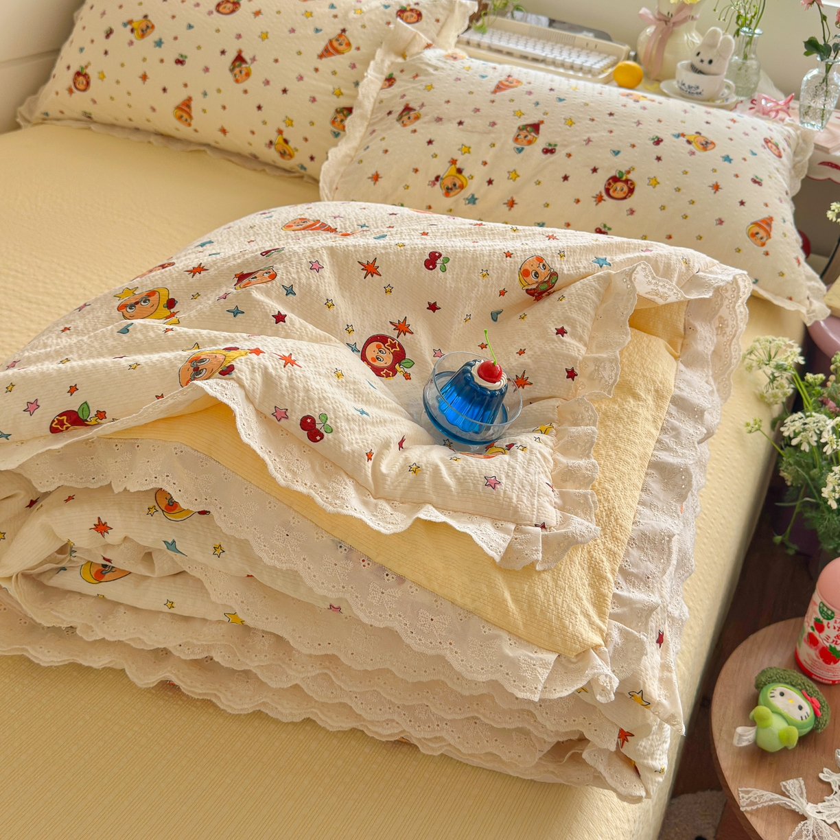 91家纺网 家纺一手货源 找家纺 初念 2025新款加厚高克重保暖可爱系牛奶绒床品套件系列（小红书推荐）（提供买家秀） 繁华似梦