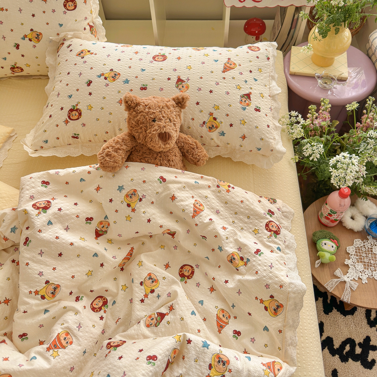 91家纺网 家纺一手货源 找家纺 （总）初念 2026新款泡芙纱全花边夏被四件套