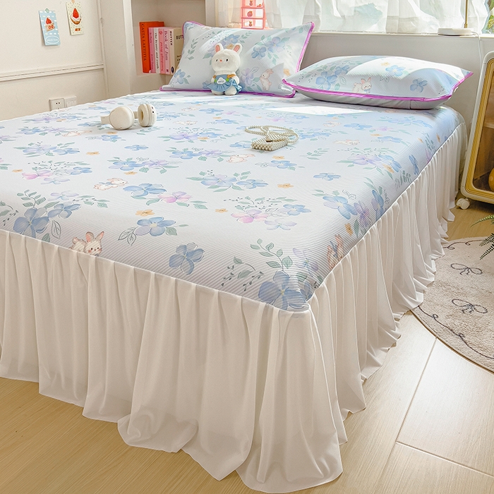 91家纺网 家纺一手货源 找家纺 莱米家纺 2026新款斜纹凉感床裙冰豆豆系列 兰花小兔