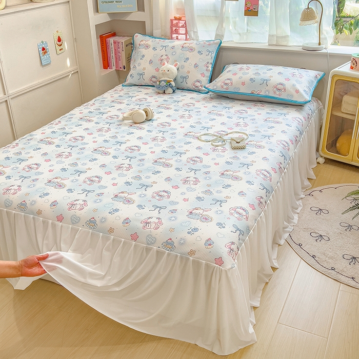 91家纺网 家纺一手货源 找家纺 莱米家纺 2026新款斜纹凉感床裙冰豆豆系列 萌宠甜兔