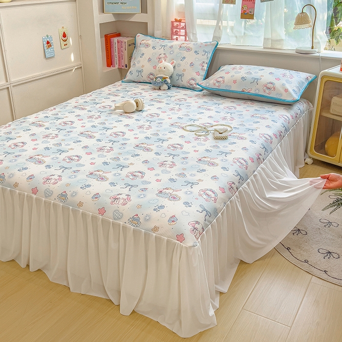 91家纺网 家纺一手货源 找家纺 莱米家纺 2026新款斜纹凉感床裙冰豆豆系列 萌宠甜兔