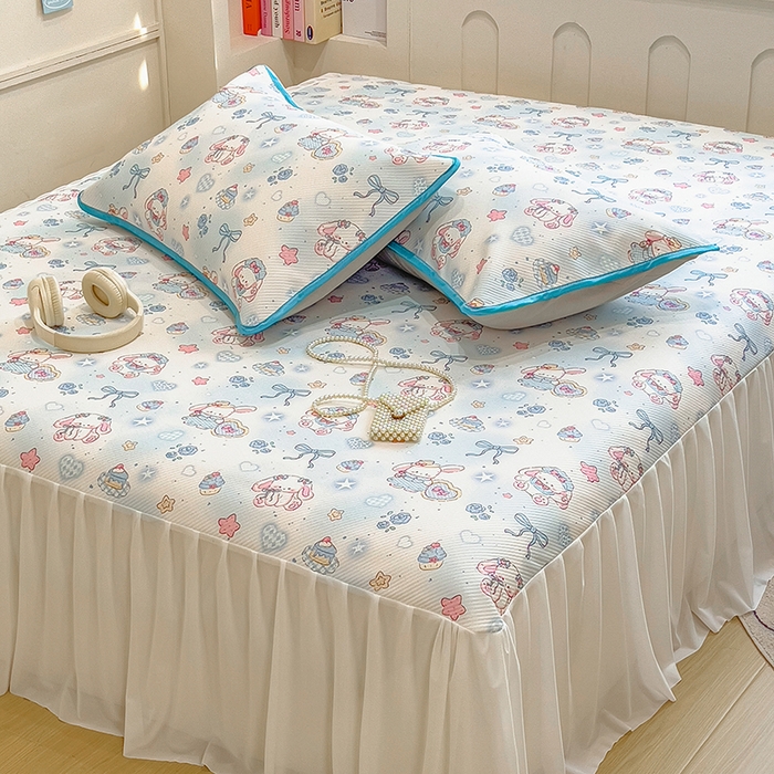 91家纺网 家纺一手货源 找家纺 莱米家纺 2026新款斜纹凉感床裙冰豆豆系列 萌宠甜兔