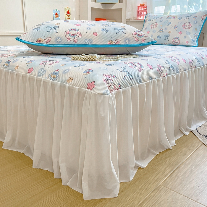 91家纺网 家纺一手货源 找家纺 莱米家纺 2026新款斜纹凉感床裙冰豆豆系列 萌宠甜兔