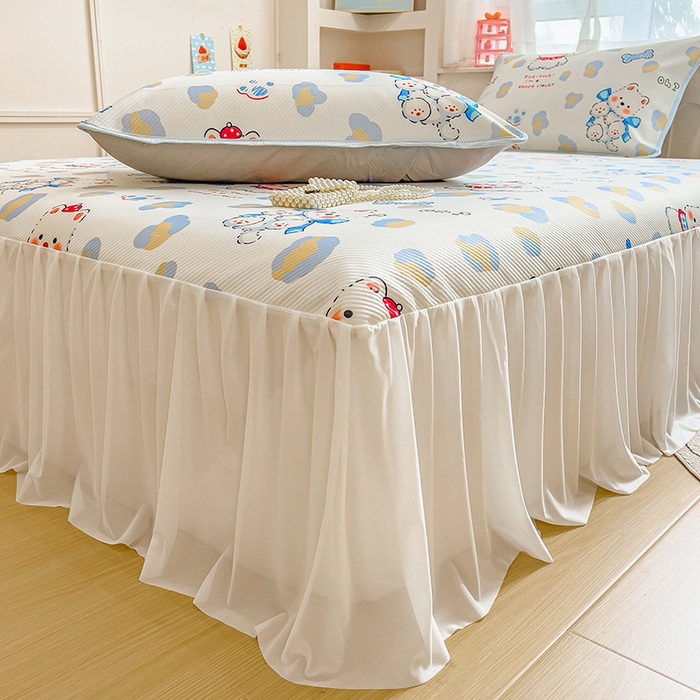 91家纺网 家纺一手货源 找家纺 莱米家纺 2026新款斜纹凉感床裙冰豆豆系列 泡芙小狗