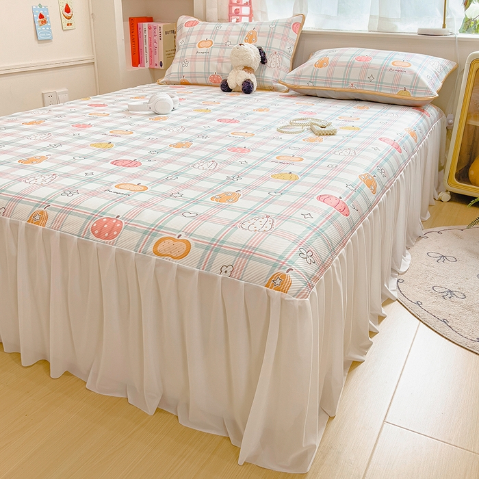 91家纺网 家纺一手货源 找家纺 莱米家纺 2026新款斜纹凉感床裙冰豆豆系列 小南瓜