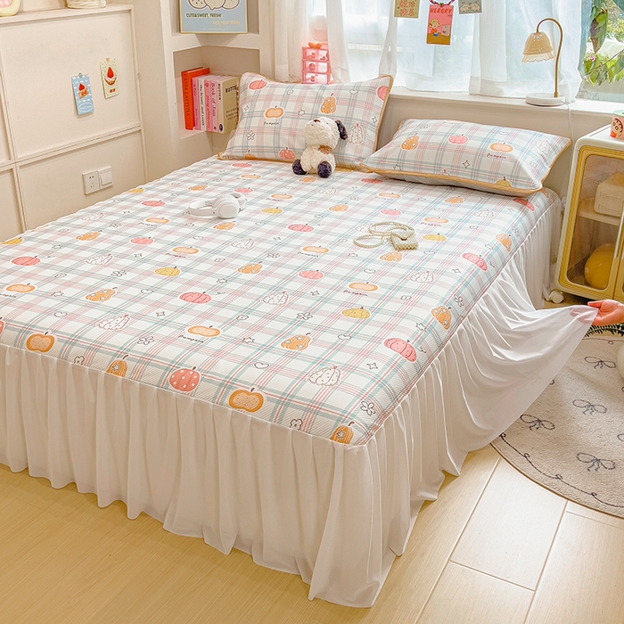 91家纺网 家纺一手货源 找家纺 莱米家纺 2026新款斜纹凉感床裙冰豆豆系列 小南瓜