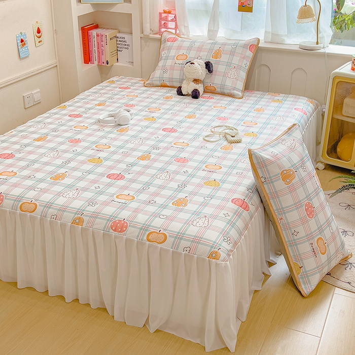 91家纺网 家纺一手货源 找家纺 莱米家纺 2026新款斜纹凉感床裙冰豆豆系列 小南瓜