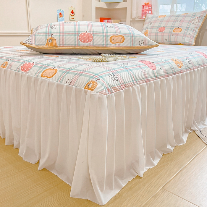 91家纺网 家纺一手货源 找家纺 莱米家纺 2026新款斜纹凉感床裙冰豆豆系列 小南瓜