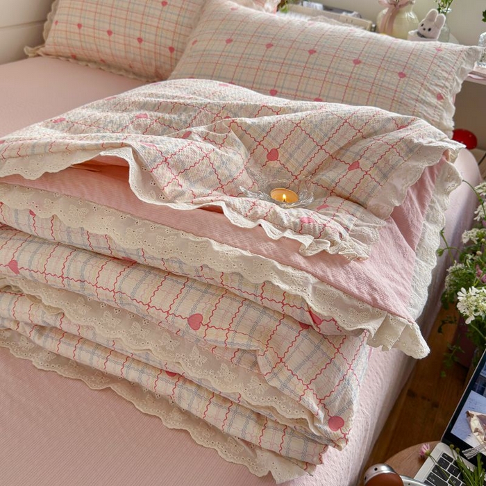 91家纺网 家纺一手货源 找家纺 （总）初念 2026新款泡芙纱全花边夏被四件套