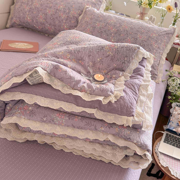 91家纺网 家纺一手货源 找家纺 （总）初念 2026新款泡芙纱全花边夏被四件套