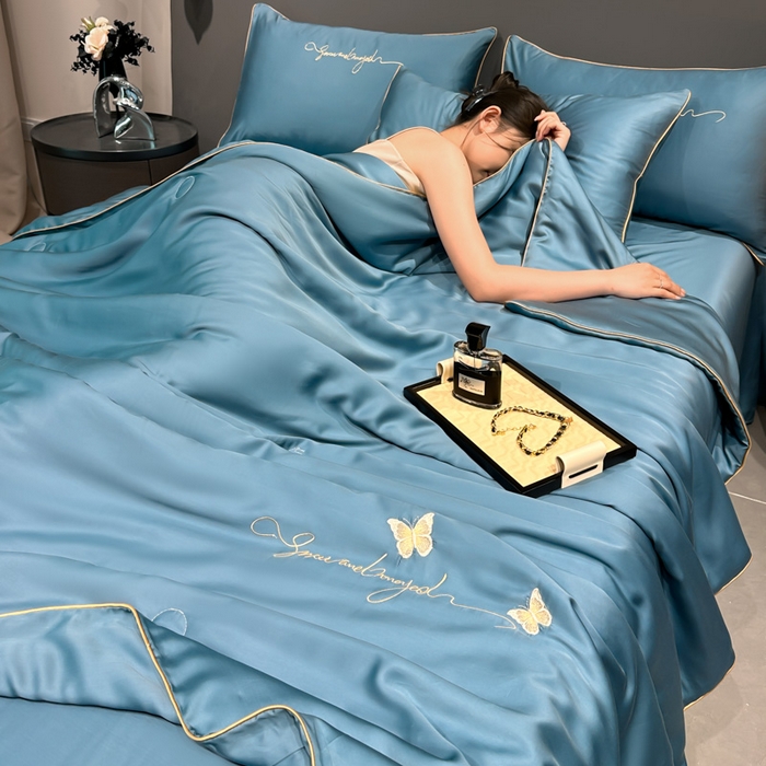 91家纺网 家纺一手货源 找家纺 （总）红嘴企鹅 2026新款浪漫蝴蝶冰丝夏被夏凉被空调被