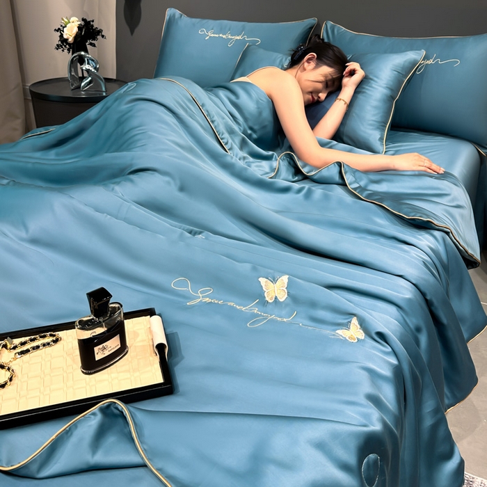 91家纺网 家纺一手货源 找家纺 （总）红嘴企鹅 2026新款浪漫蝴蝶冰丝夏被夏凉被空调被