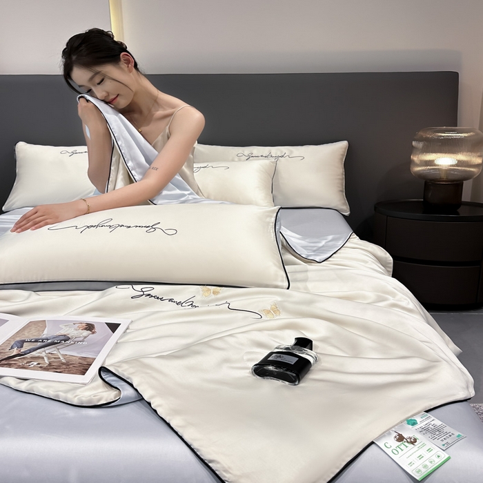 91家纺网 家纺一手货源 找家纺 红嘴企鹅 2026新款浪漫蝴蝶冰丝夏被夏凉被空调被 浪漫-奶白+蓝色