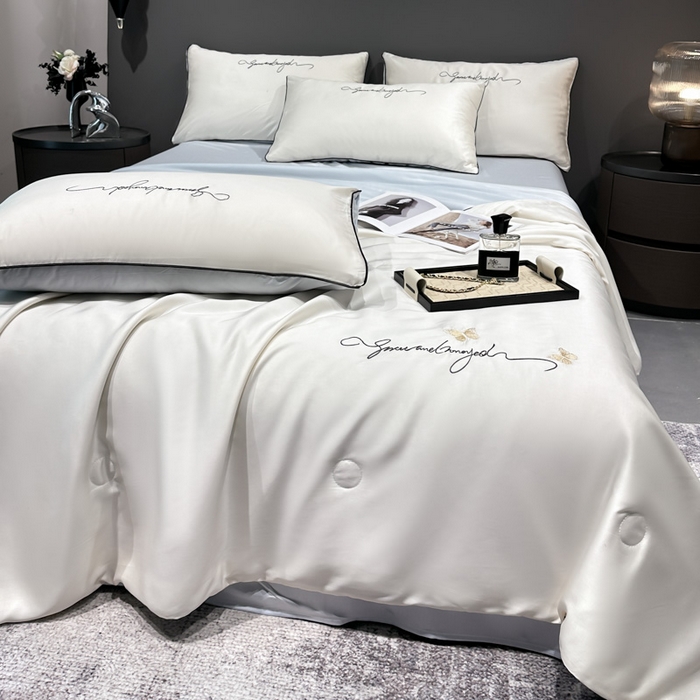 91家纺网 家纺一手货源 找家纺 红嘴企鹅 2026新款浪漫蝴蝶冰丝夏被夏凉被空调被 浪漫-奶白+蓝色