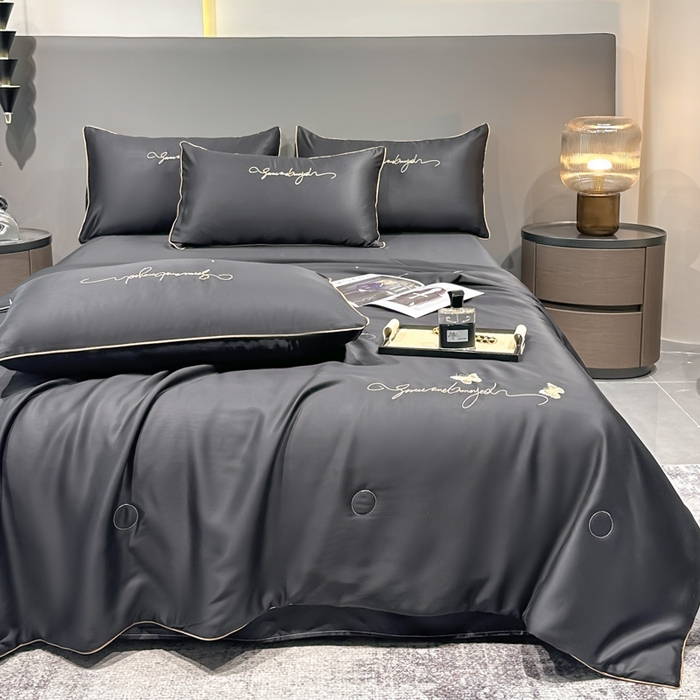 91家纺网 家纺一手货源 找家纺 红嘴企鹅 2026新款浪漫蝴蝶冰丝夏被夏凉被空调被 浪漫-深灰