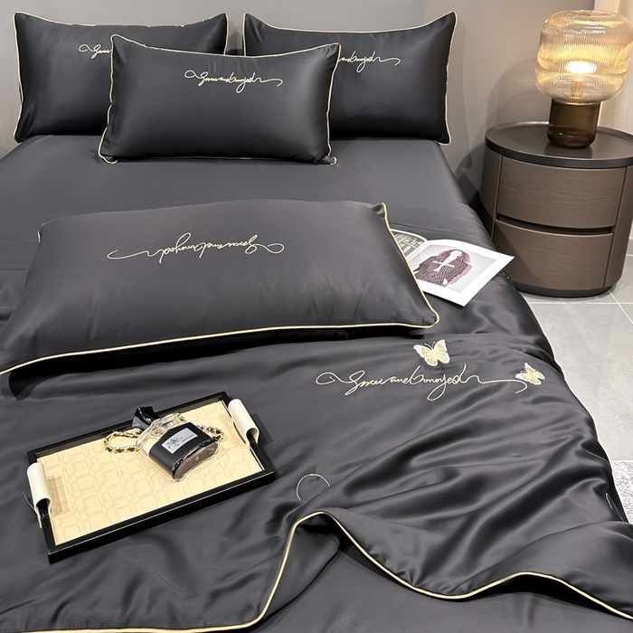 91家纺网 家纺一手货源 找家纺 红嘴企鹅 2026新款浪漫蝴蝶冰丝夏被夏凉被空调被 浪漫-深灰