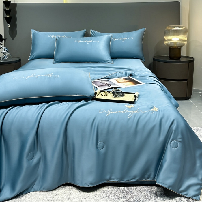 91家纺网 家纺一手货源 找家纺 红嘴企鹅 2026新款浪漫蝴蝶冰丝夏被夏凉被空调被 浪漫-宾利蓝