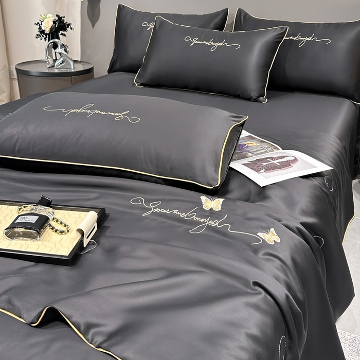 91家纺网 家纺一手货源 找家纺 红嘴企鹅 2026新款浪漫蝴蝶冰丝夏被夏凉被空调被 浪漫-深灰