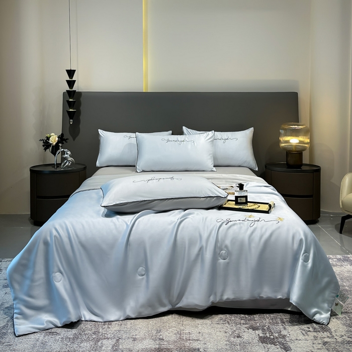 91家纺网 家纺一手货源 找家纺 红嘴企鹅 2026新款浪漫蝴蝶冰丝夏被夏凉被空调被 浪漫-蓝色+银灰