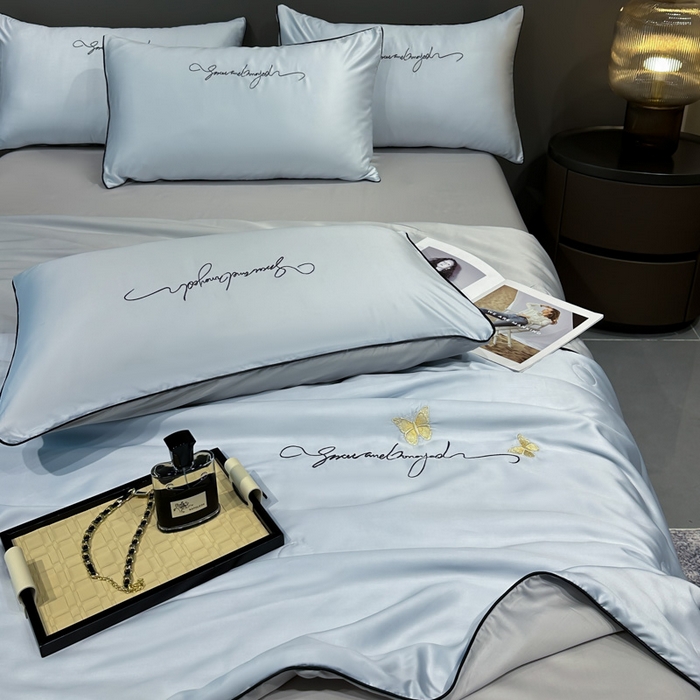 91家纺网 家纺一手货源 找家纺 红嘴企鹅 2026新款浪漫蝴蝶冰丝夏被夏凉被空调被 浪漫-蓝色+银灰