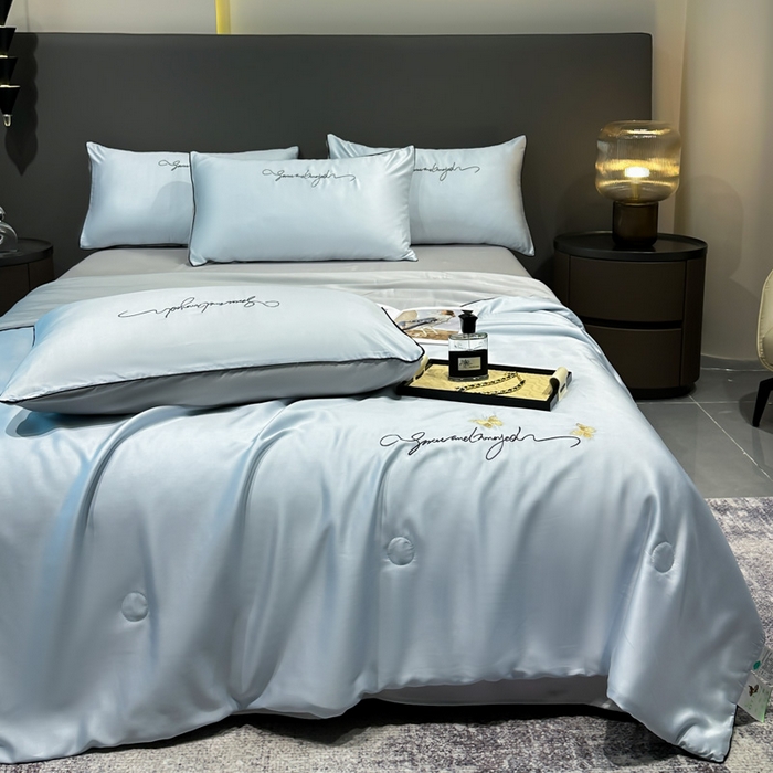 91家纺网 家纺一手货源 找家纺 红嘴企鹅 2026新款浪漫蝴蝶冰丝夏被夏凉被空调被 浪漫-蓝色+银灰