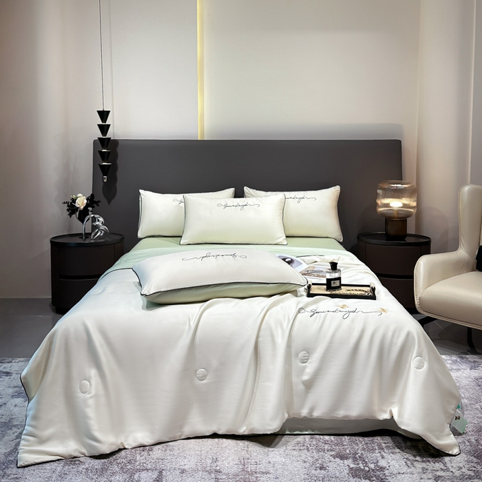 91家纺网 家纺一手货源 找家纺 红嘴企鹅 2026新款浪漫蝴蝶冰丝夏被夏凉被空调被 浪漫-奶白+清香绿